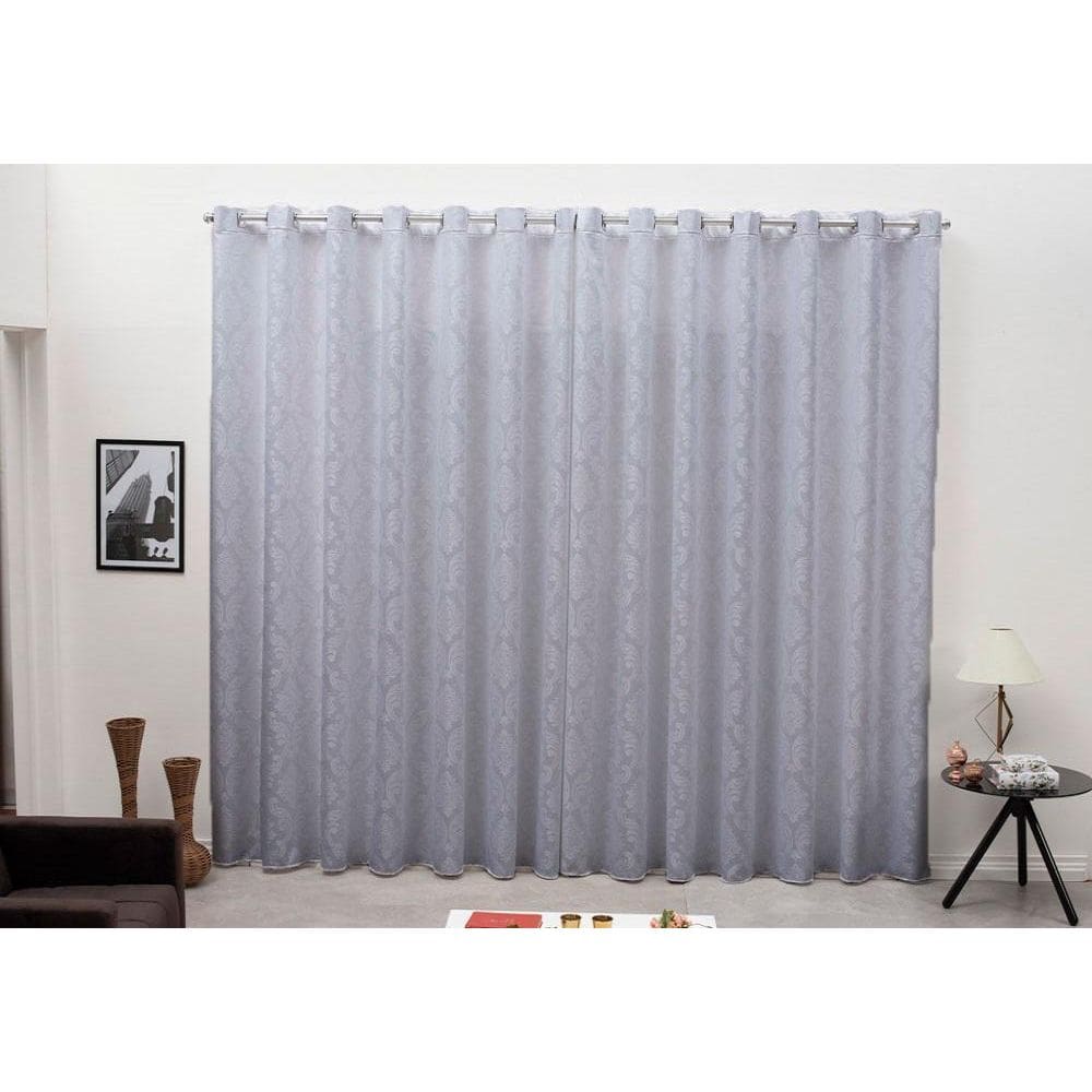 Cortina Tecido Jacquard Cinza 2,80X1,30 Sala Quarto Cozinha