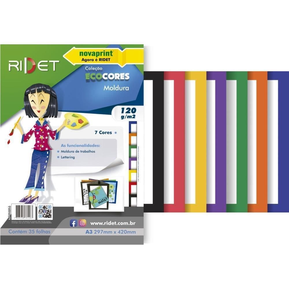 Bloco P/Educação Artística Moldura A3 7Cores 120G 35Fls