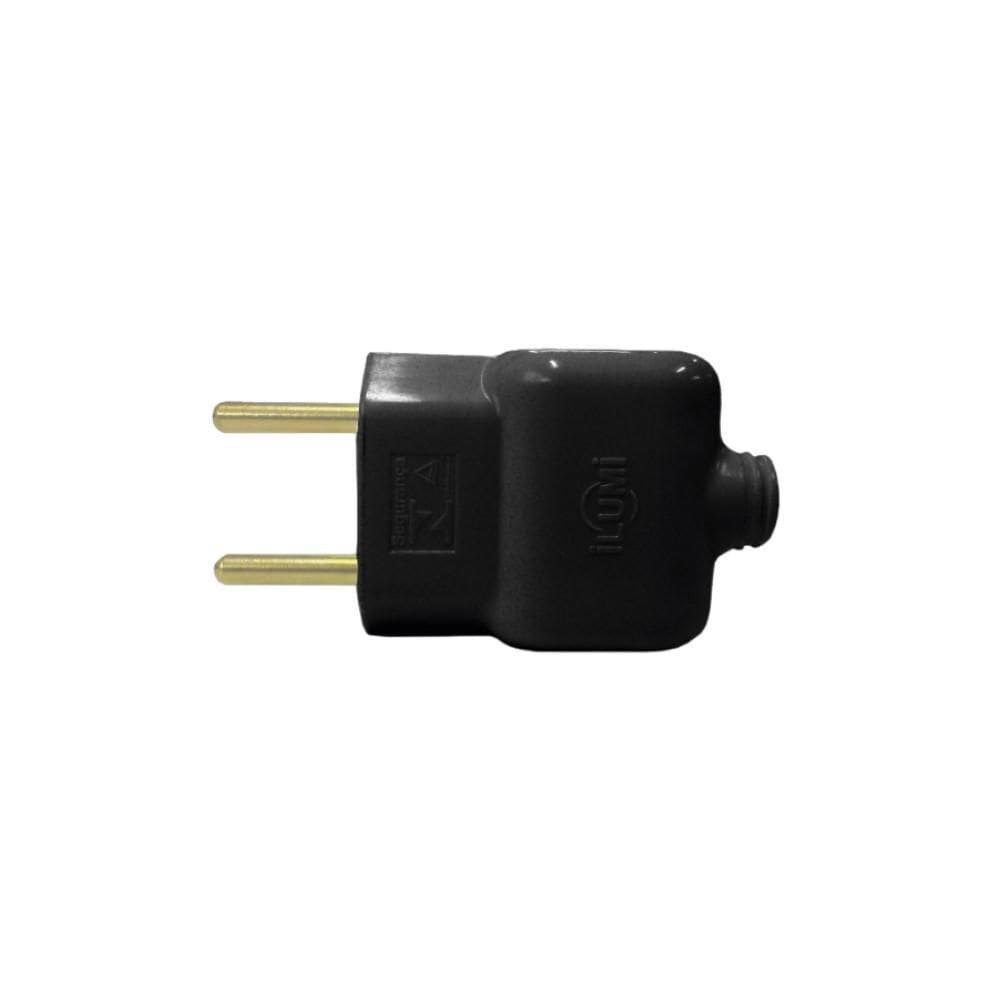 Plug Tomada Pino Macho Prensa Cabo Fio 2P 10A 250V Preto