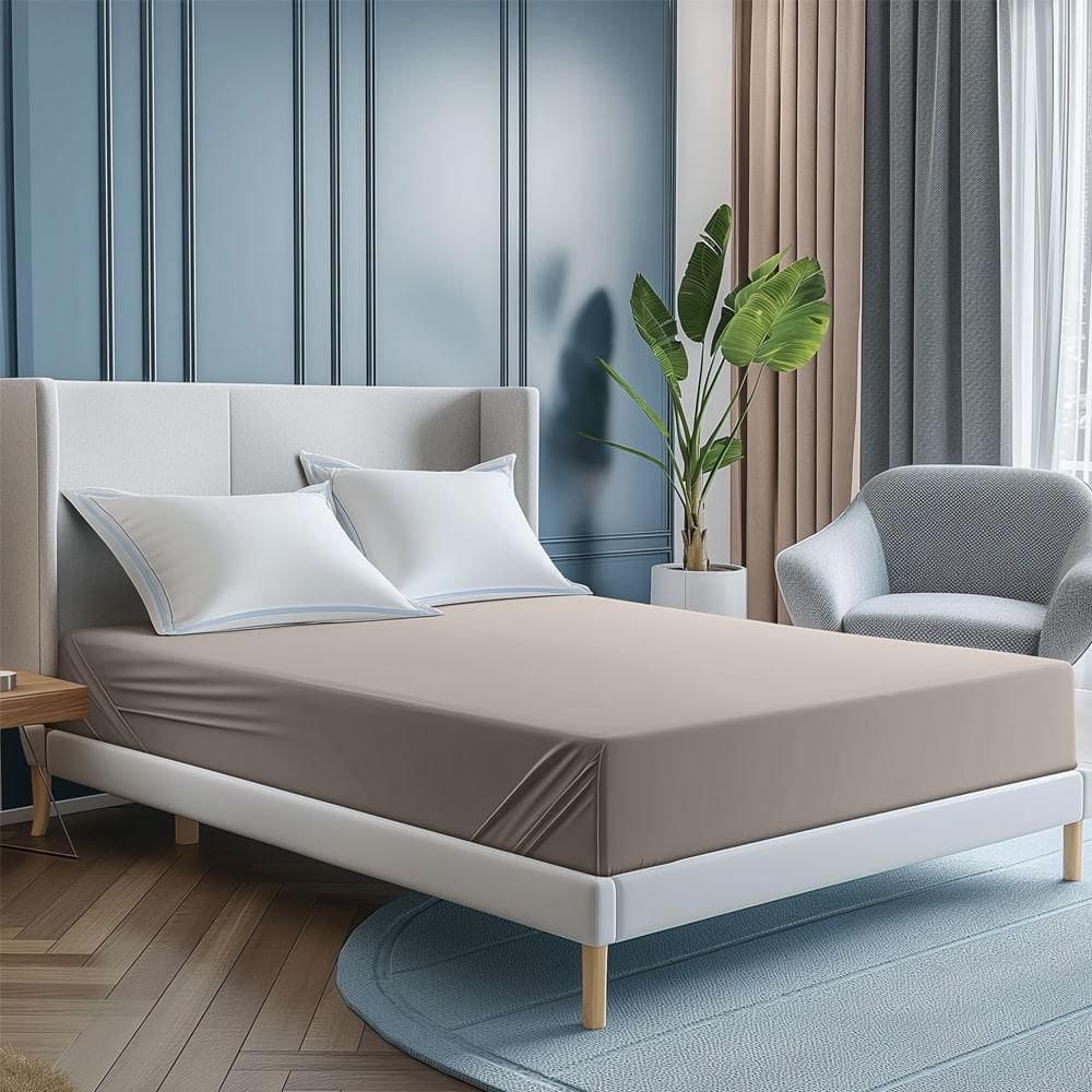 Lençol Solteiro King Com Elástico 180 Fios - Linea Kaki