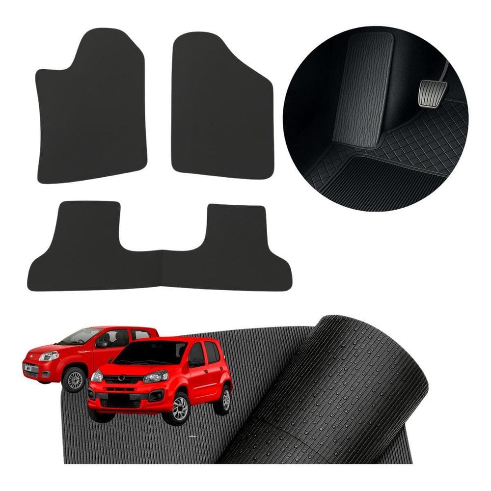 Tapete Carro Uno Vivace Borracha + Descanso De Pé