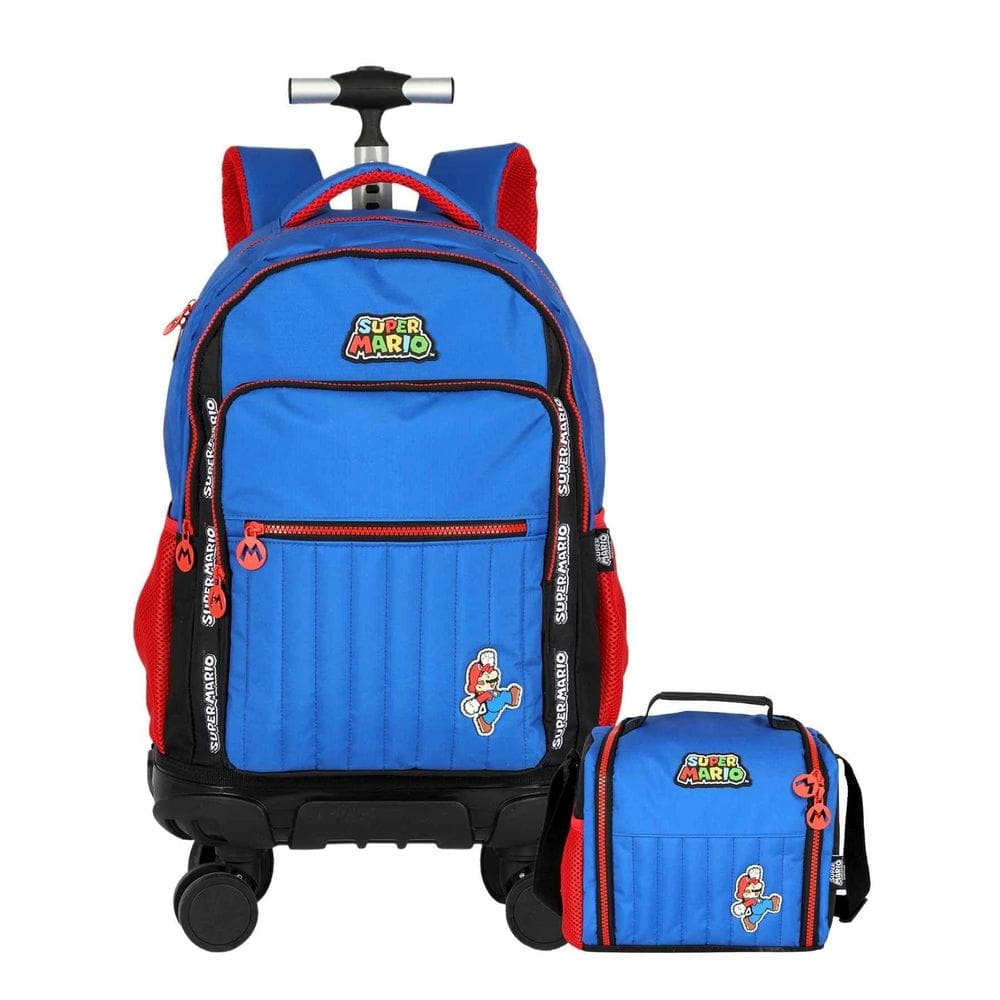 Kit Super Mario Mochila Costas Rodas + Lancheira Térmica