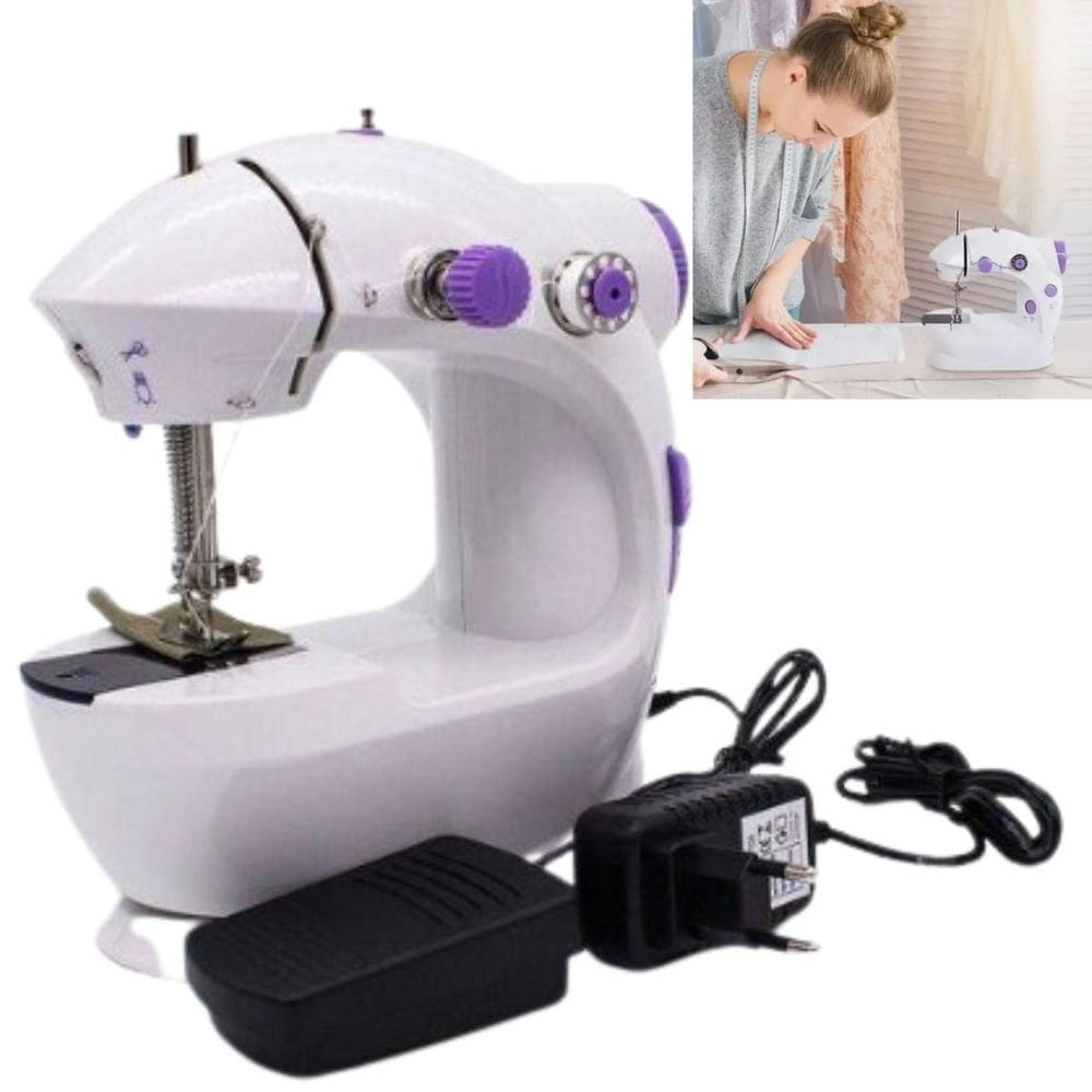 Mini Máquina De Costura Portátil Com Luz Rosa