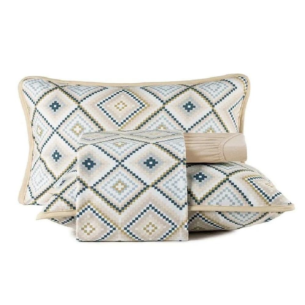 Jogo Cama King 4 Pcs Malha Algodão Fio Penteado Tunis
