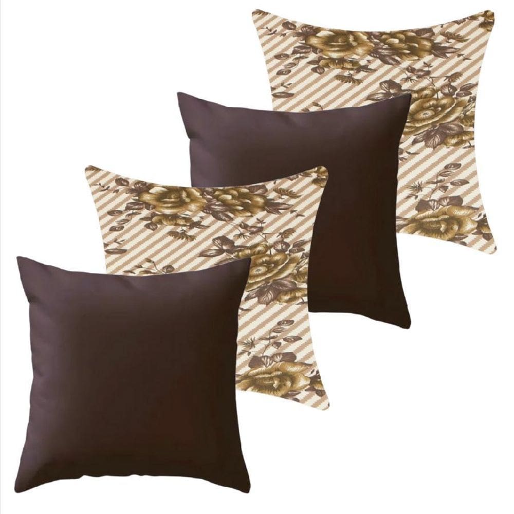 Kit 4 Capa De Almofada 40X40 Malha Com Zíper Lisa Estampada