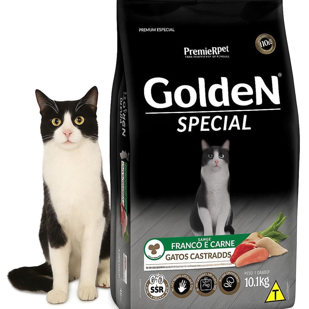 Ração Golden Special Gatos Castrados 10,1Kg Frango Carne
