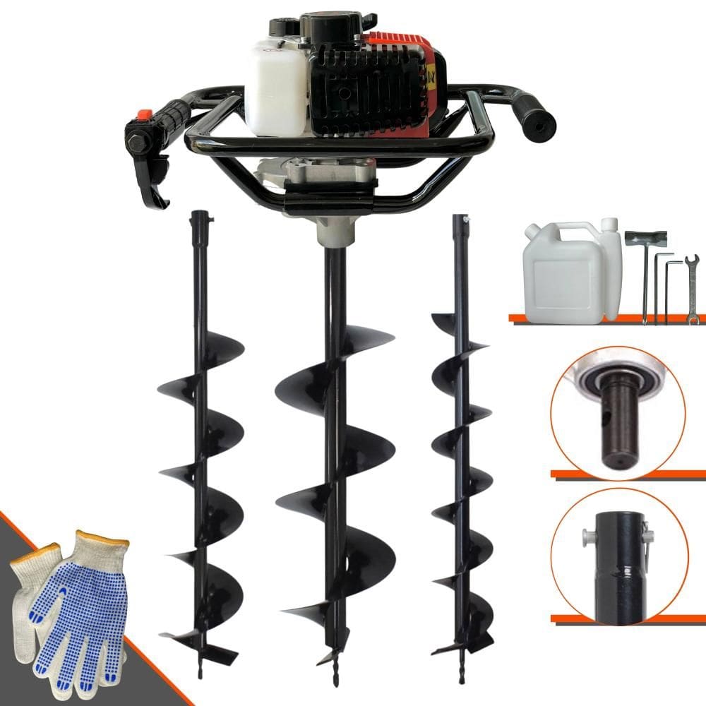 Perfurador de Solo Máquina Fura Terra Trado Motorizado Vant VPS52 À Gasolina 2T 52cc 2HP 6.500rpm + KIT 3 Brocas 80x10, 80x15 e 80x20