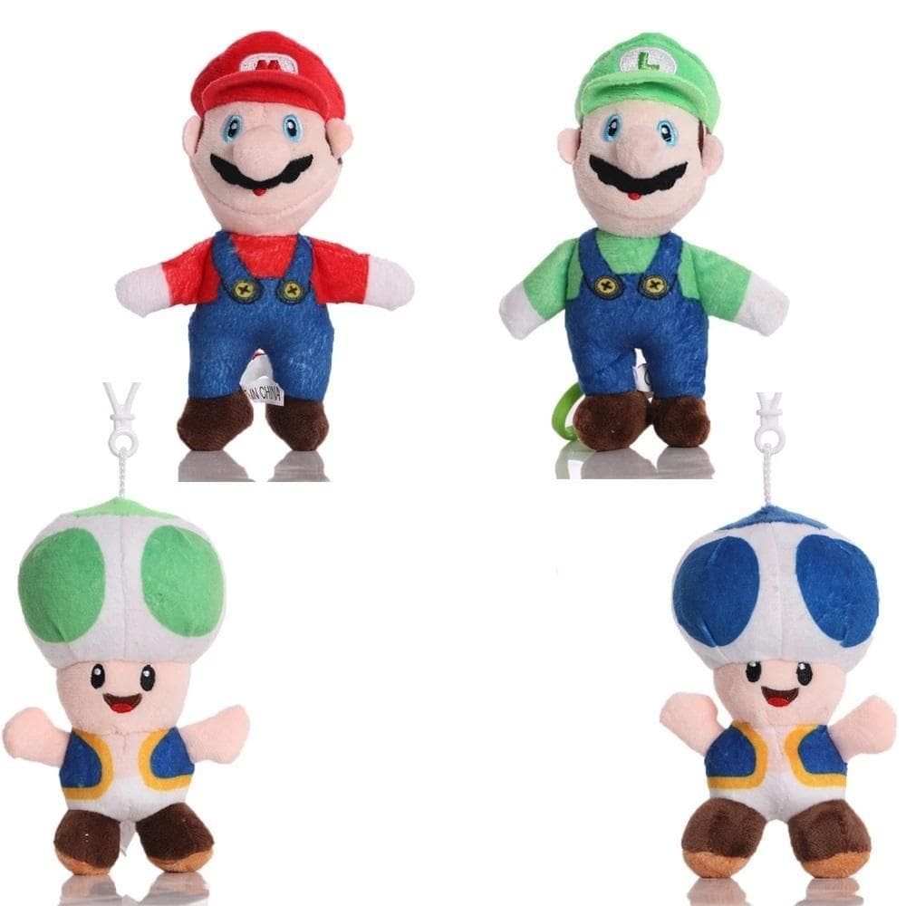 Kit Chaveiro Pelúcia Desenho Super Mario Bros E Luigi 15Cm