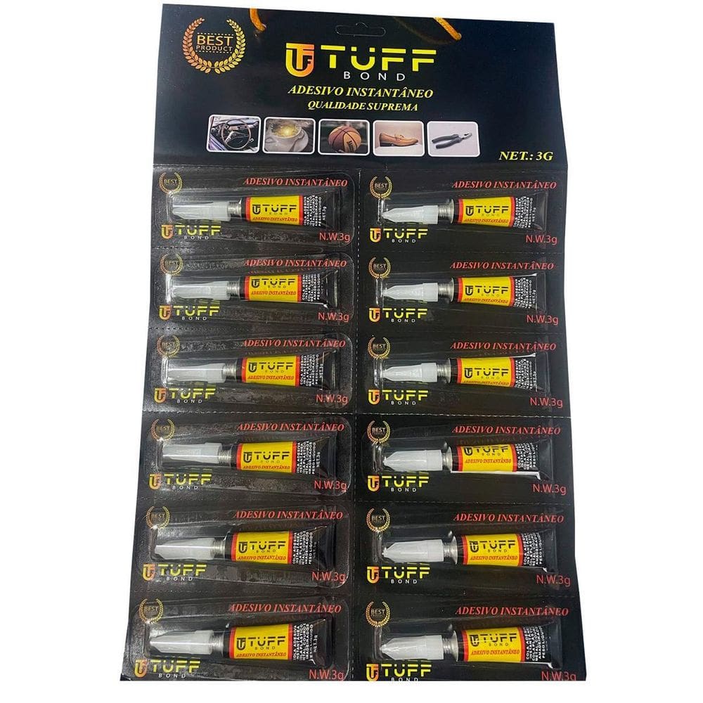 Cola Adesivo Instantâneo 3 Gs. Tuff Bond Cartela 12 Unidades