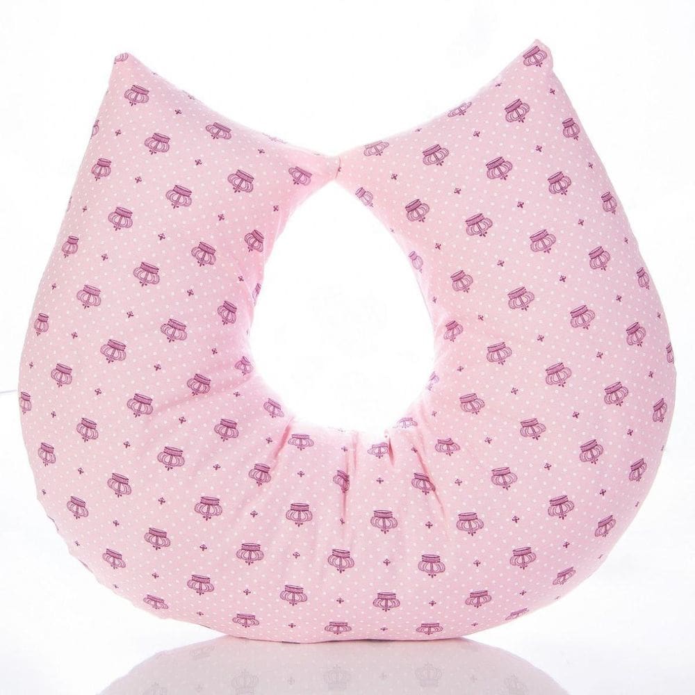 Almofada Amamentação Estampada Para Bebê Coroa Rosa