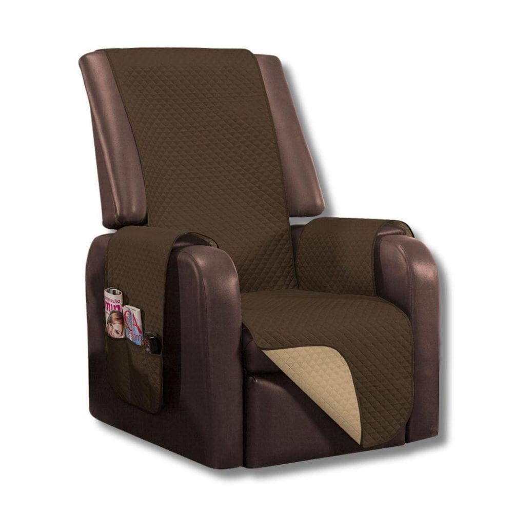 Capa Poltrona Impermeável 1 Lugar Dupla Face Viés E Bolsos