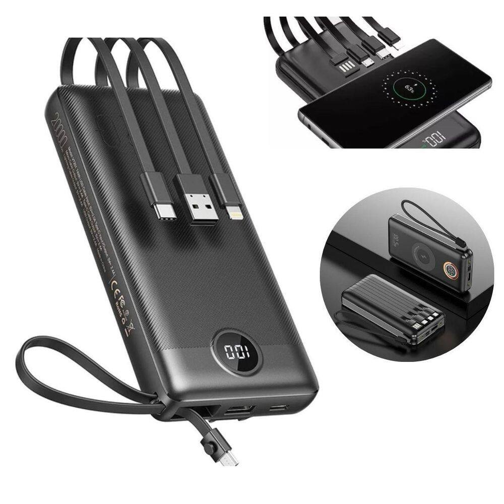 Power Bank Carregador De Bateria Portátil 10000Mah 4 Cabos