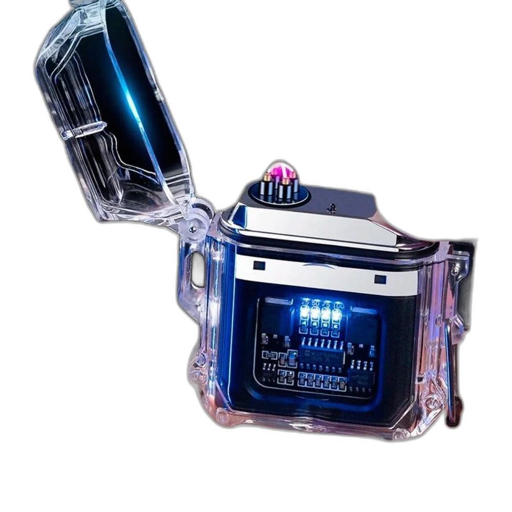 Super Lanterna Isqueiro Plasma Transparente Usb