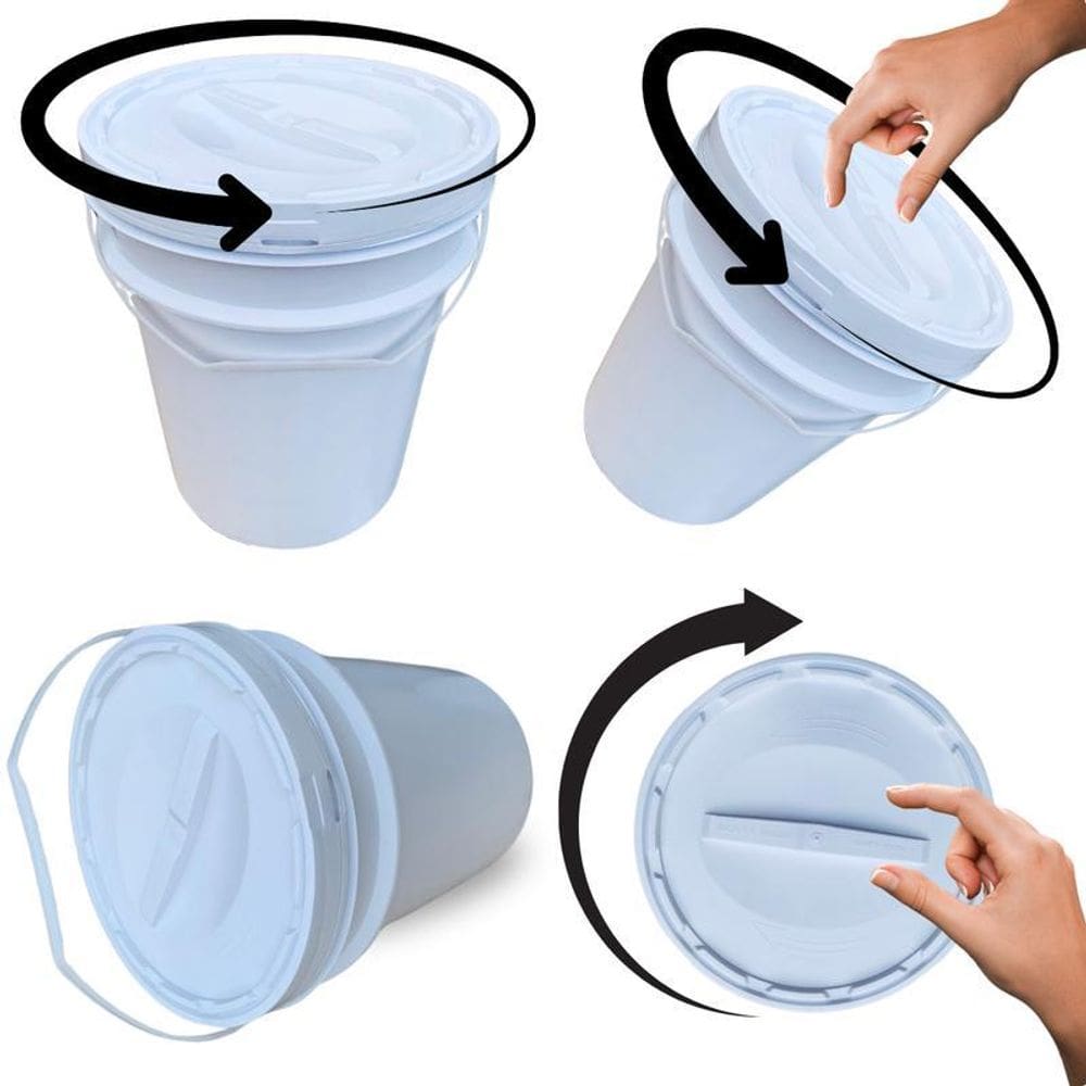 Balde 20L E Tampa Rosca - Kit 4 Pçs