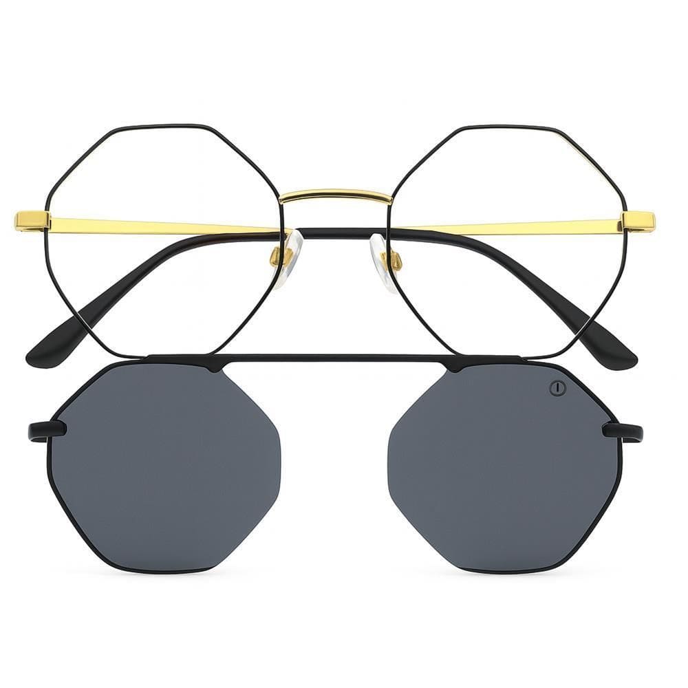 Armação Elegatto Clip On Octogonal 2 Em 1