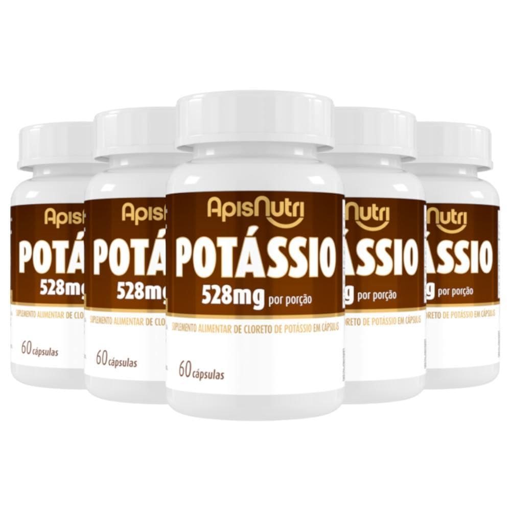 Kit 5 Suplemento Mineral De Potássio Apisnutri 60 Cápsulas
