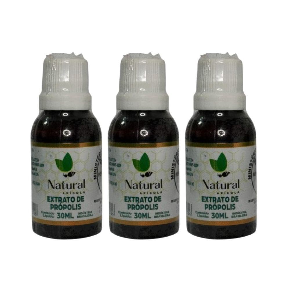 Kit 3 Extrato De Propolis 30 Ml Natural Sem Conservantes