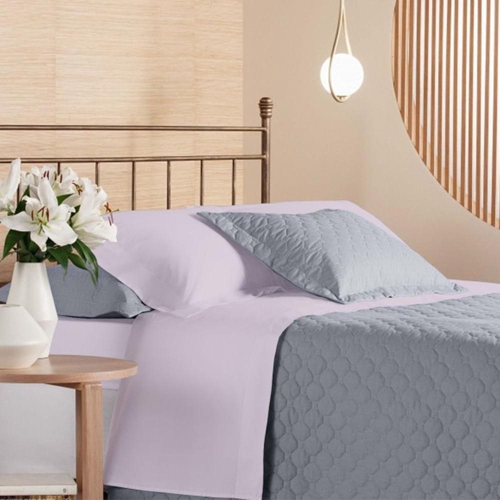 Jogo Cama Solteiro King 200 Fios Privilege Andreza Rosa