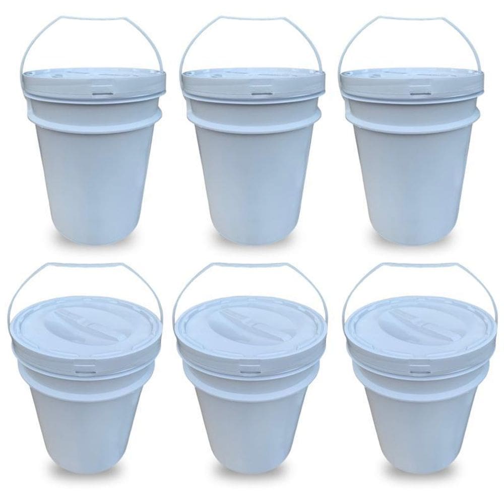 Kit Balde Plastico Com Tampa Rosca. - Kit 6 Pçs