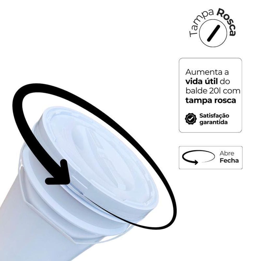 Balde 20L Tampa Rosca Para Alcool Gel