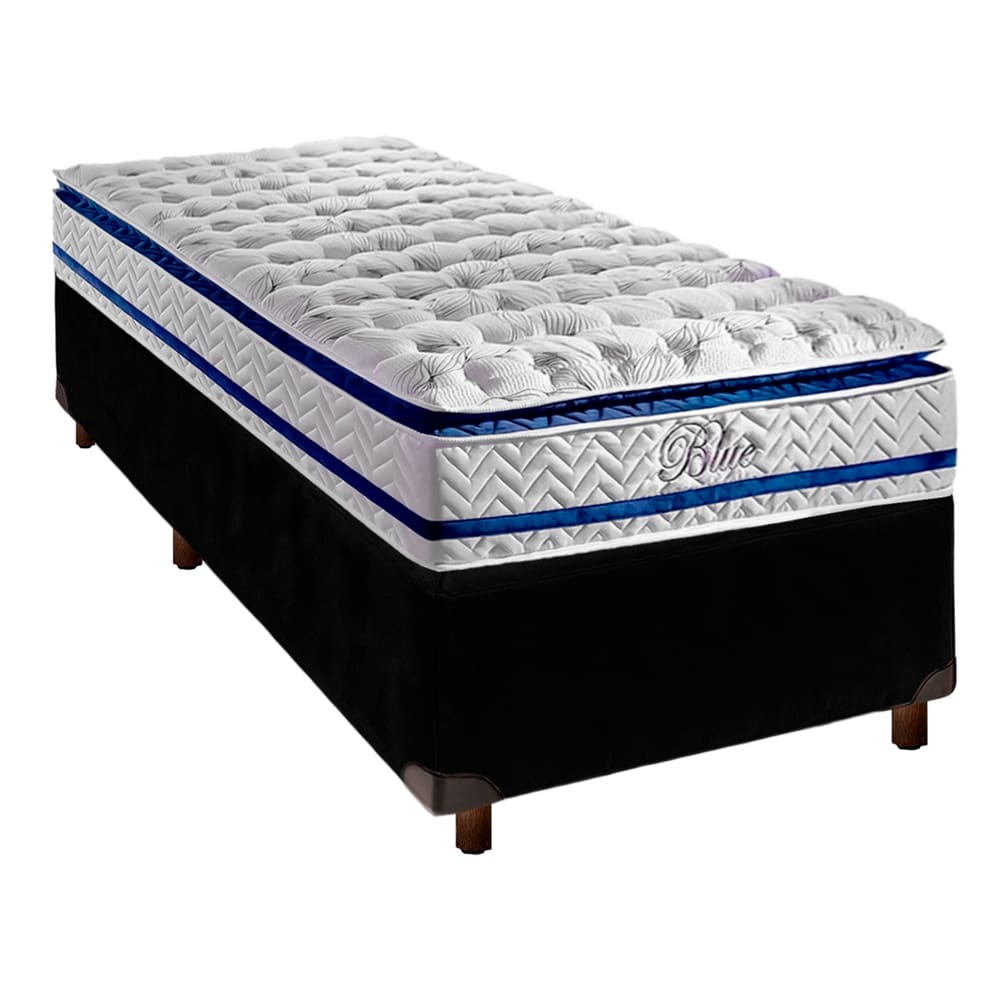 Cama Box + Colchão Solteiro Molas Ensacadas Blue Paropas