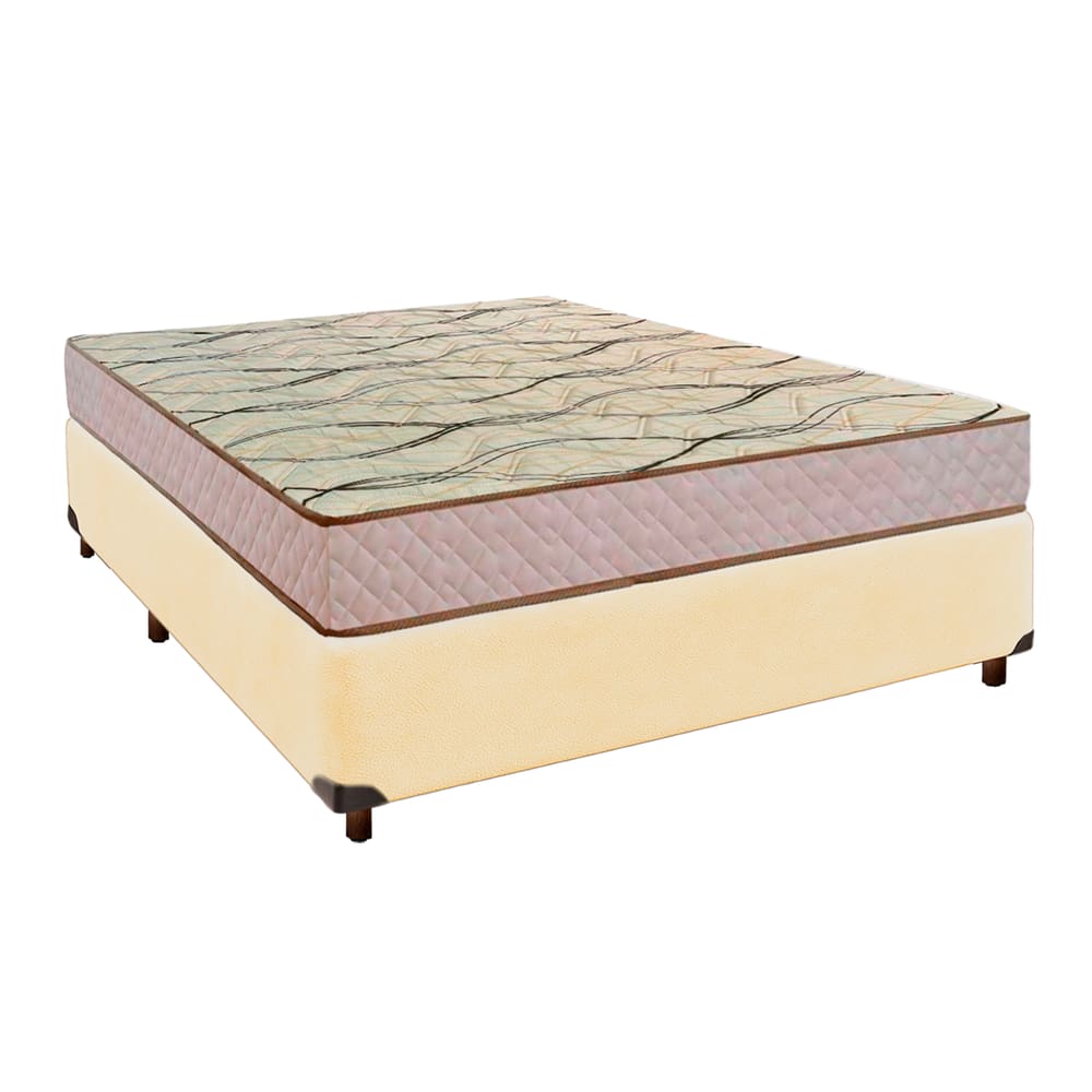 Cama Box Bege Casal + Colchão D33 Maxsono Paropas