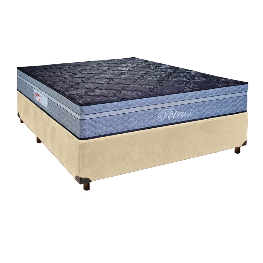 Colchão Casal Molas Ensacadas + Box Perola - Petrus Paropas