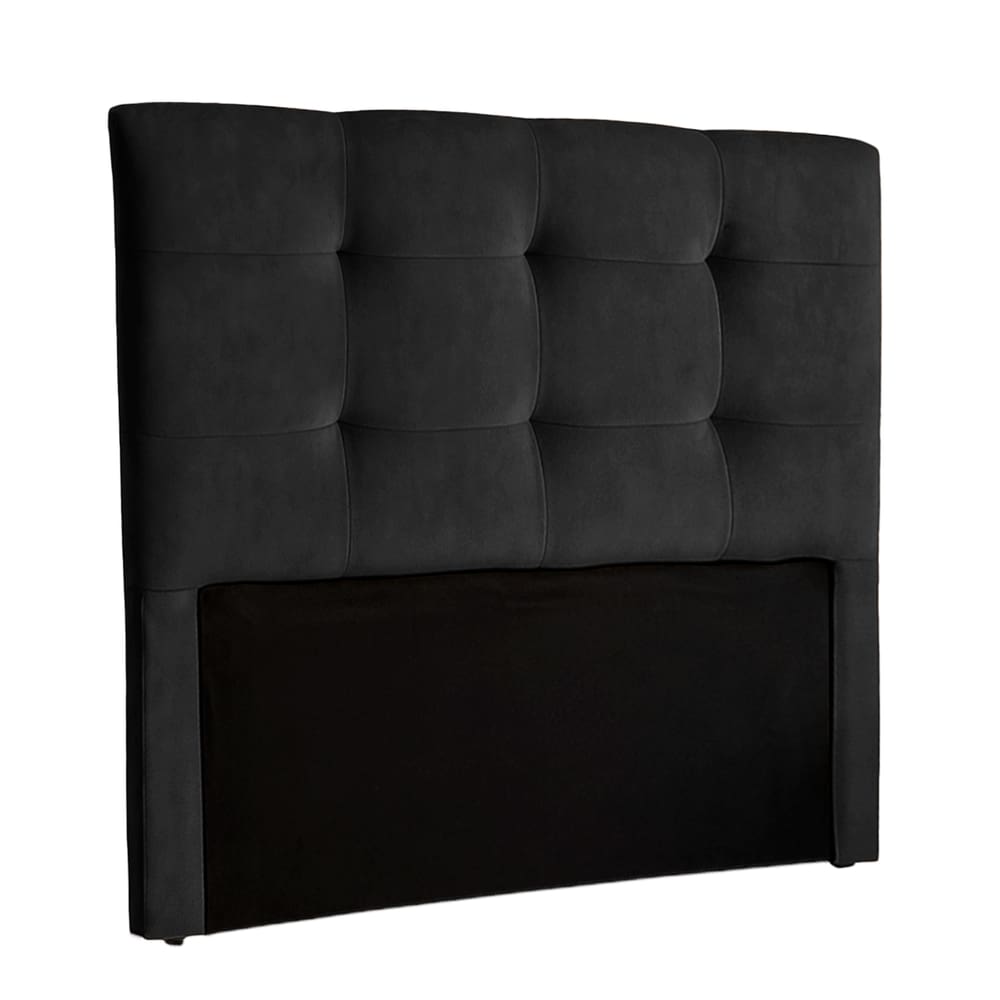 Cabeceira Estofada Casal Alice Nature Veludo Preto 138x136