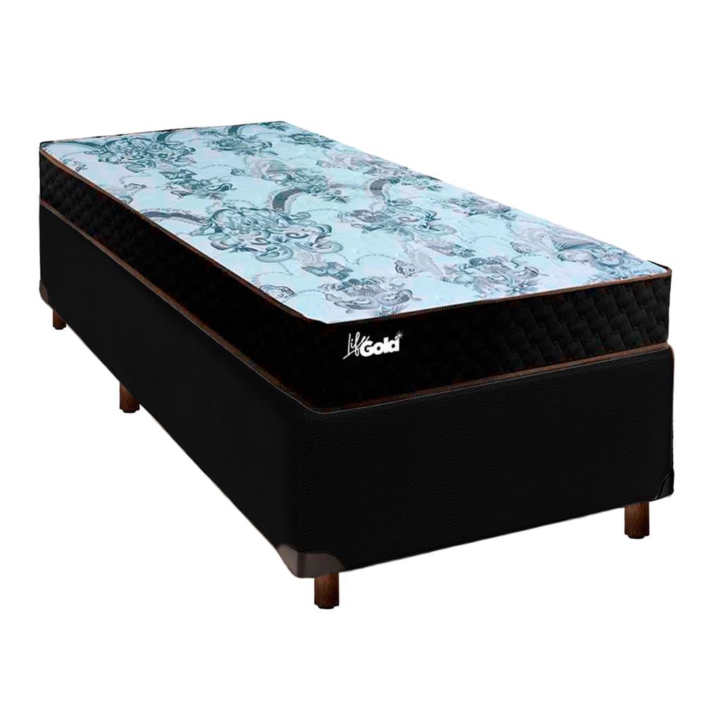 Cama Box + Colchão Solteiro Molas Ensacadas Life Gold Paropas