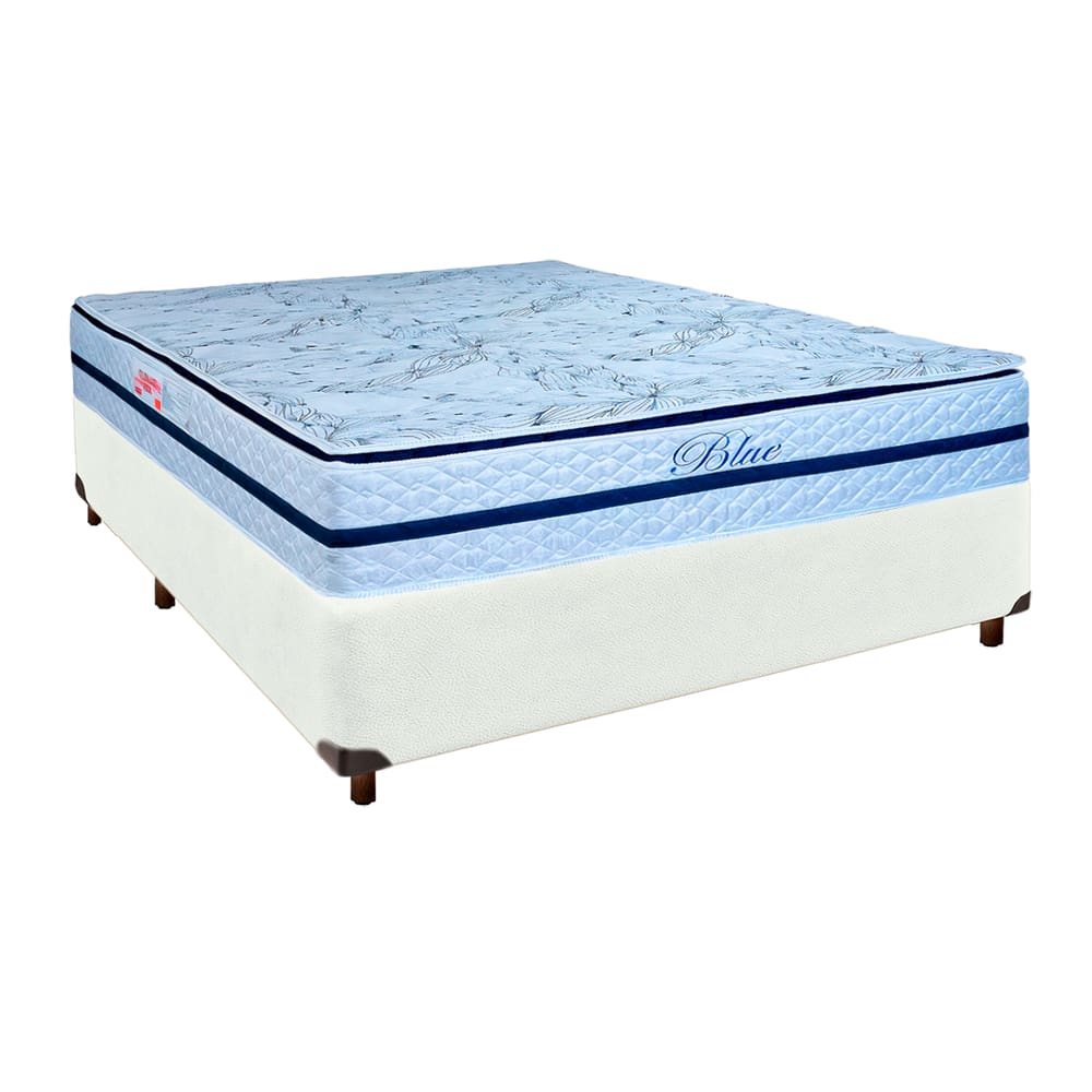 Cama Box + Colchão Casal Molas Ensacadas Blue Paropas