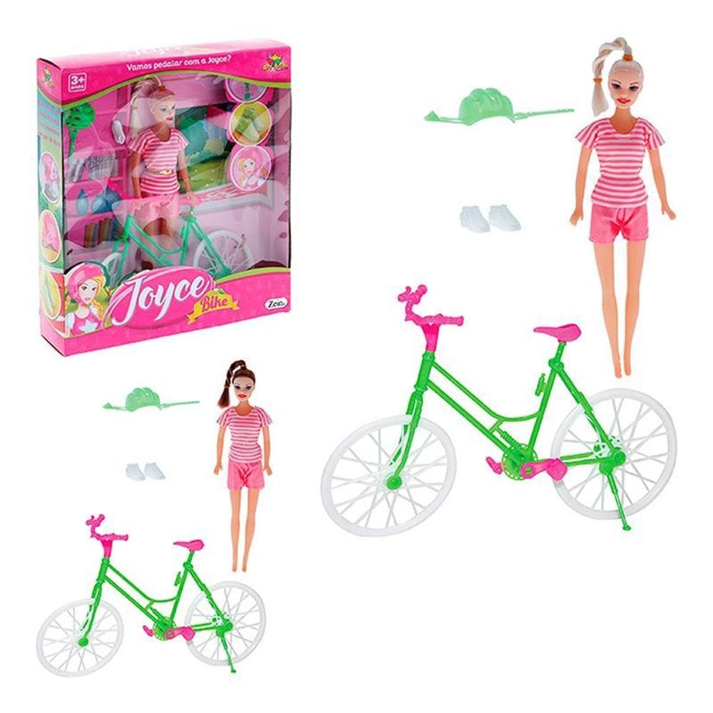 Brinquedo Boneca Joyce Na Bike Com Acessórios Aventura