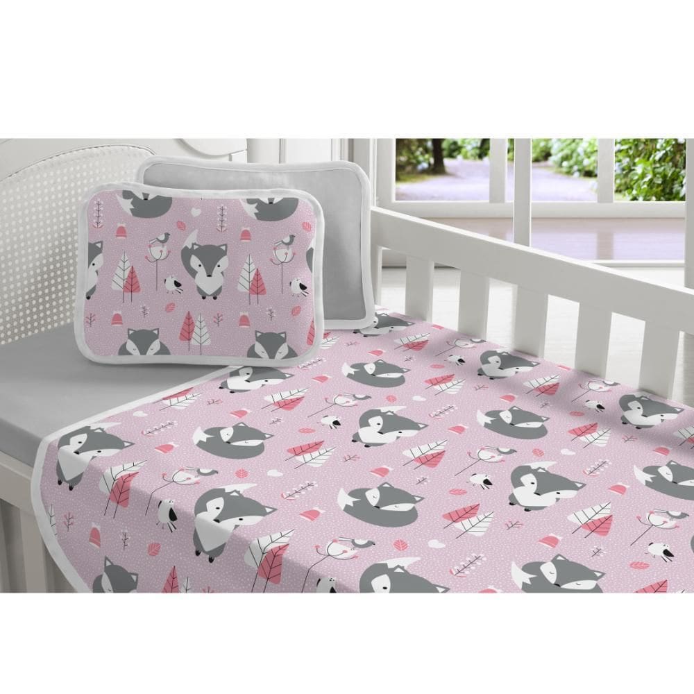 Jogo Lençol Malha Berço 2 Peças Enxoval Bebê - Baby Fox