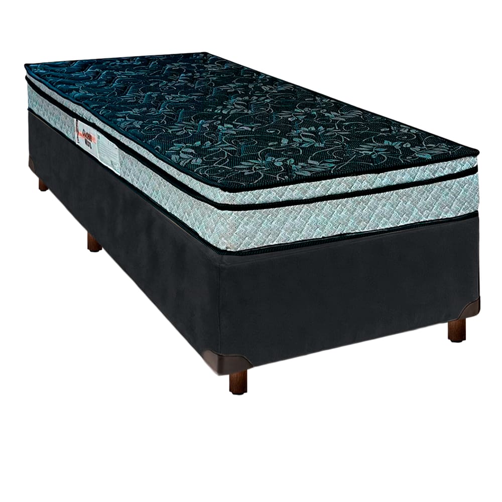 Cama Box Cinza Solteiro + Colchão D28 Conforto Paropas