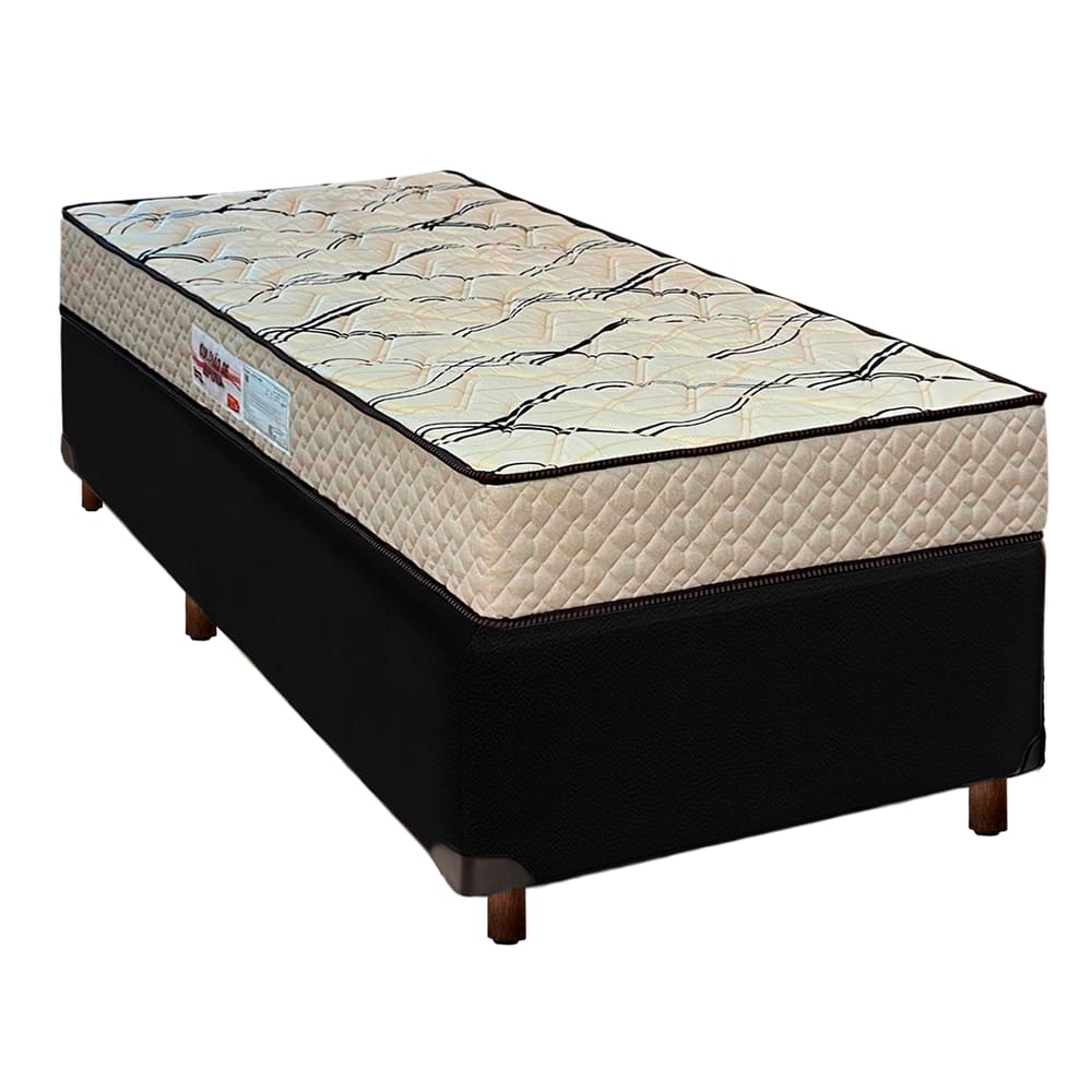 Cama Box Preto Solteiro + Colchão D33 Maxsono Paropas