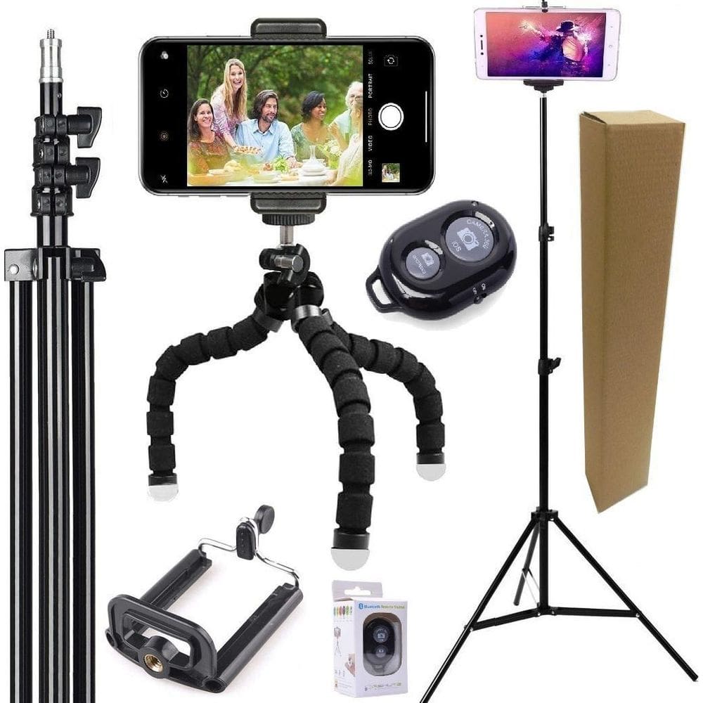 Kit Youtuber Tripé Celular Câmera Pedestal