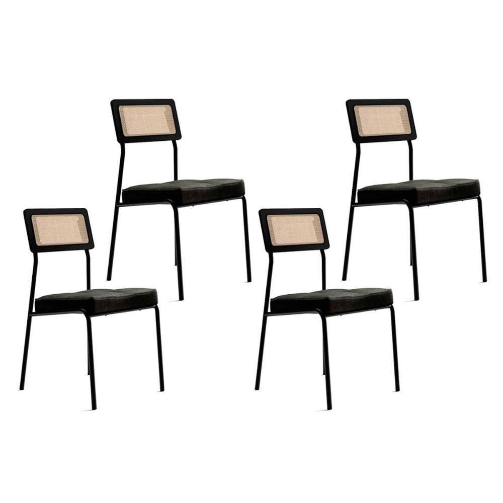 Cadeira De Cozinha 1741 Kit 4 Uni Preto Grafite Preto