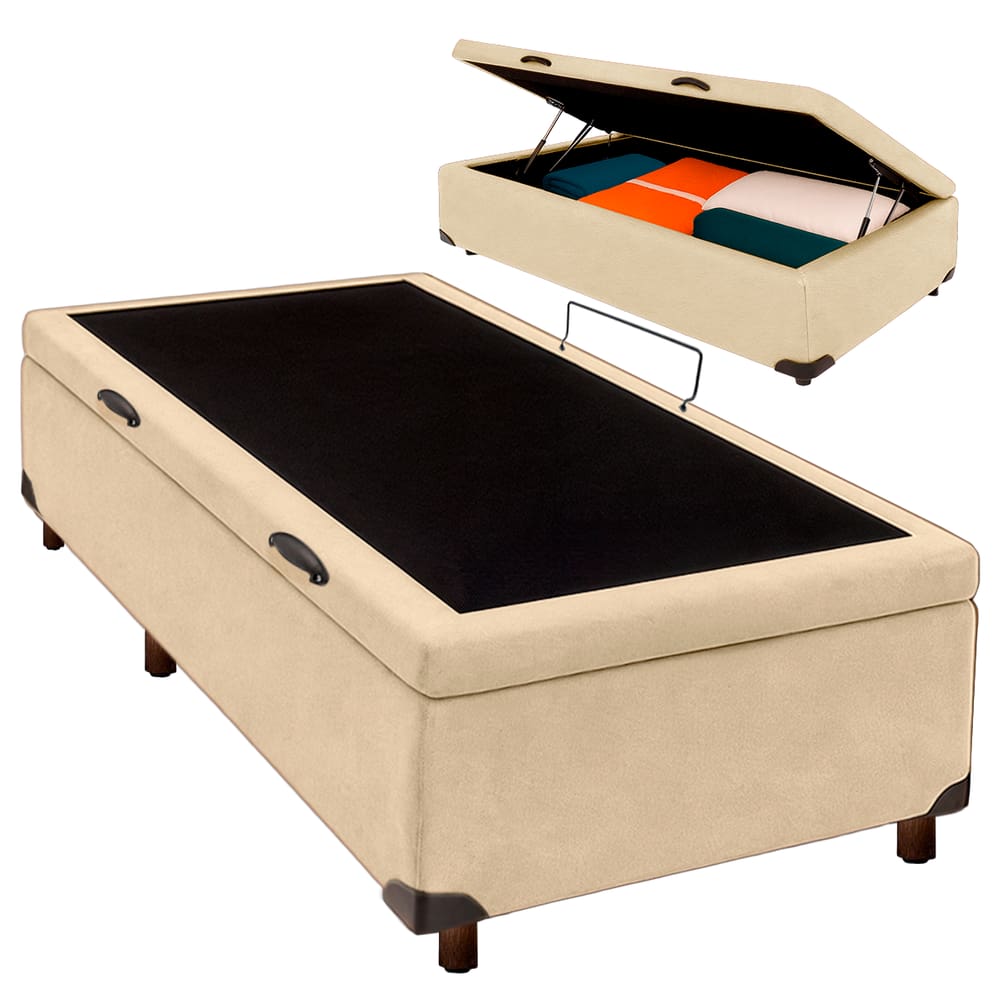 Cama box baú Solteiro Perola Nature 88x188