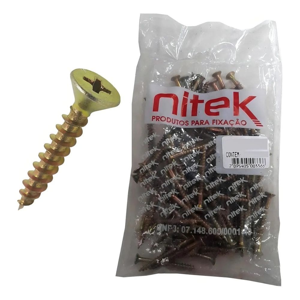 100 Parafusos 3,5x12mm Chipboard Philips - Nitek