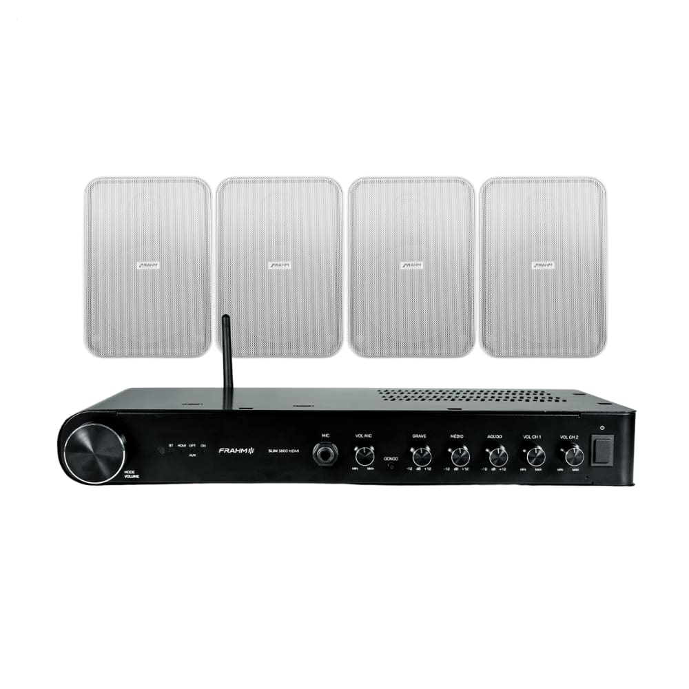 Kit Solução Amplificador Slim 3800 HDMI + 4 Caixas de Sobrepor HS 5