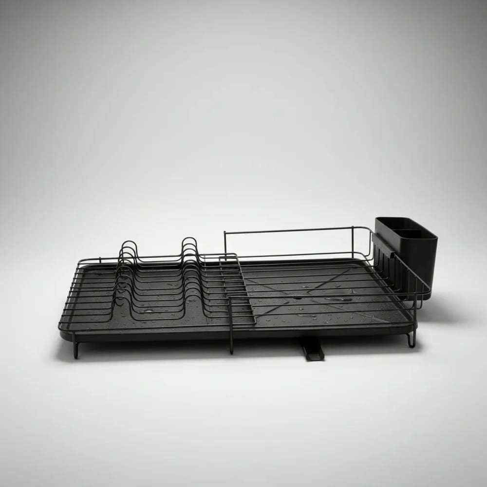 Escorredor Louças Extensivel Rack Pratos Copos Talheres Inox Premium Preto Resistente