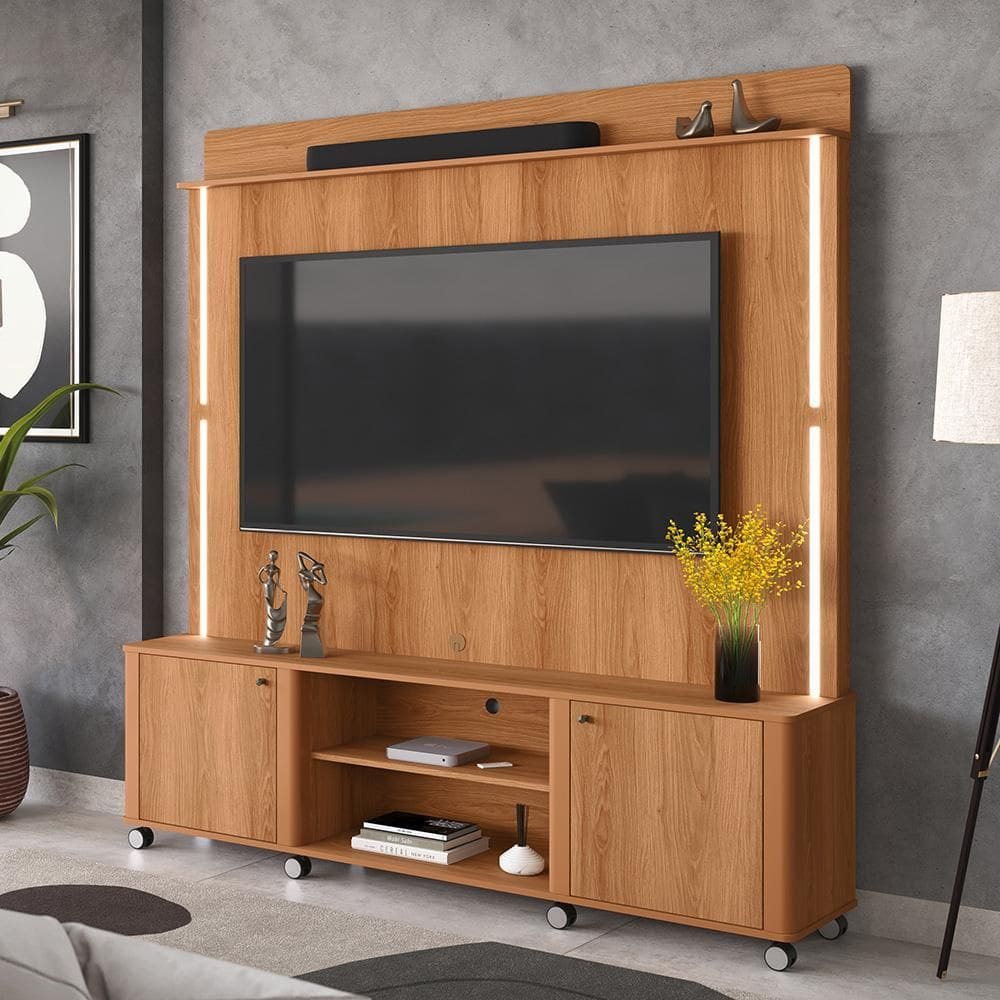 Home Rack Florença Com Led e Rodizios Lukaliam Móveis – Rack para TV Sala Moderna