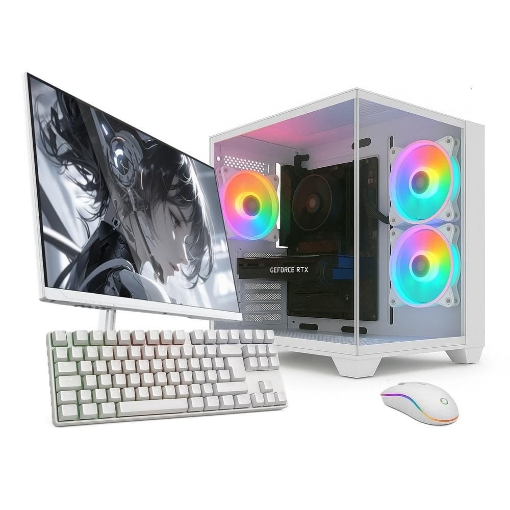 PC Gamer Completo Skill Apex Series, AMD Ryzen 5 5500, Radeon RX 580 8GB, 16GB DDR4, SSD 256GB M.2, Monitor LED 24” 180Hz, Branco SAS007