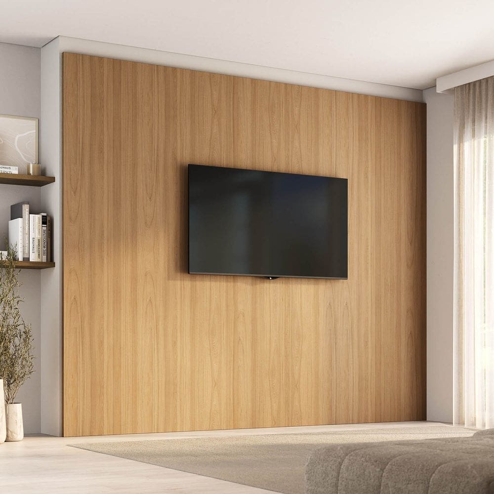 Painel para Tv até 86 Polegadas 280x250cm Liso Aruá Cabecasa Madeiraoriginals Jatoba
