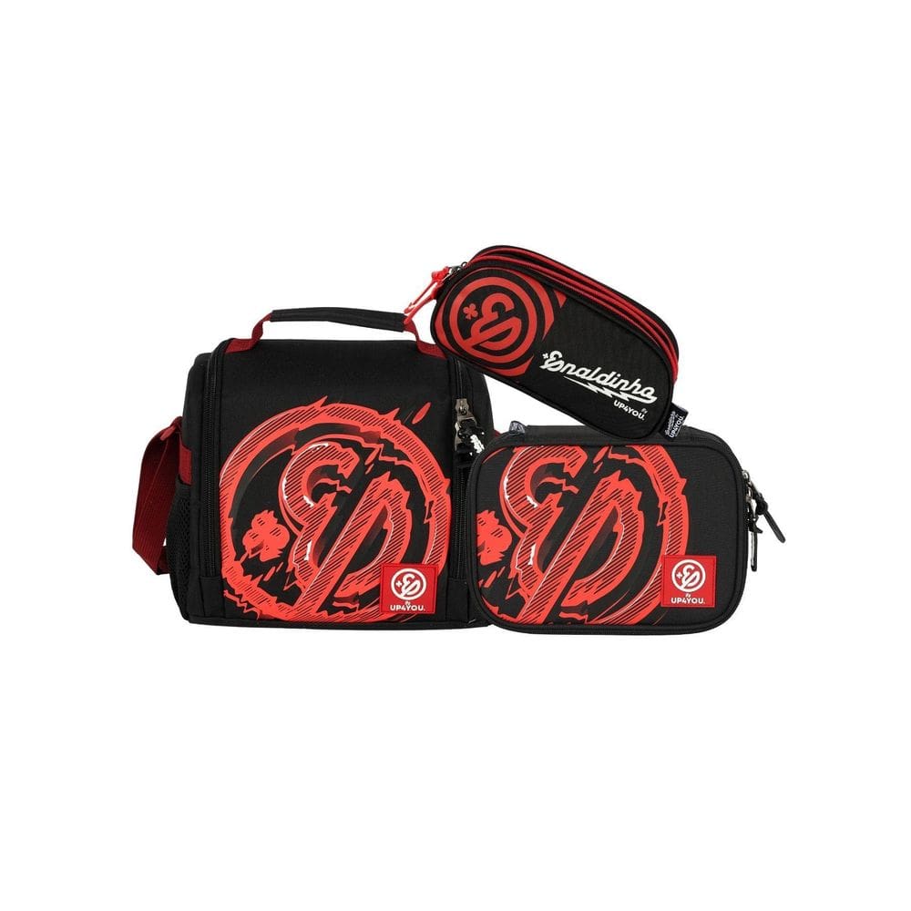 Kit Enaldinho Escolar Lancheira Térmica + Estojos Box Triplo