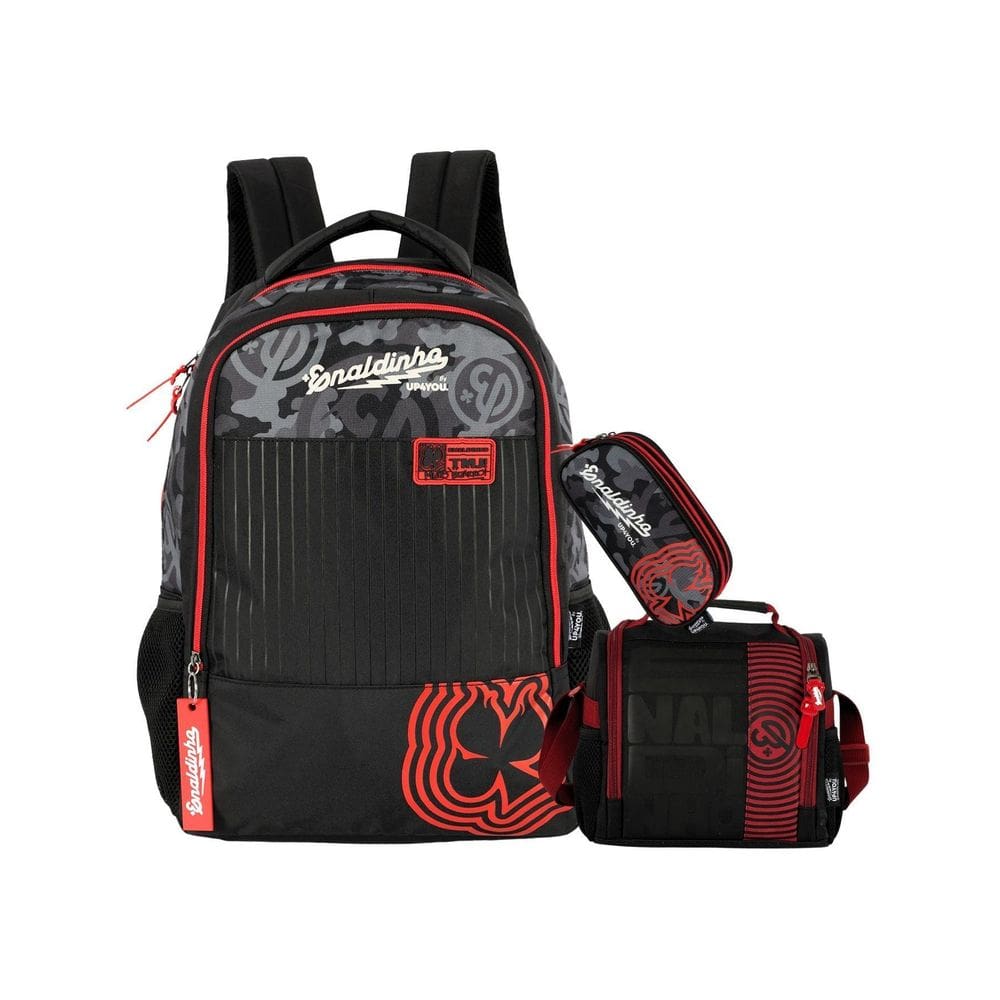 Kit Enaldinho Mochila De Costas + Lancheira + Estojo Triplo