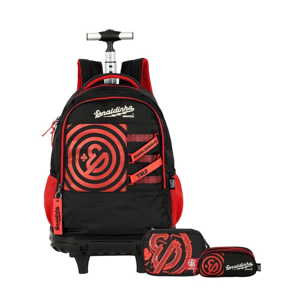 Kit Escolar Enaldinho Mochila Rodinha + Estojo Box E Triplo