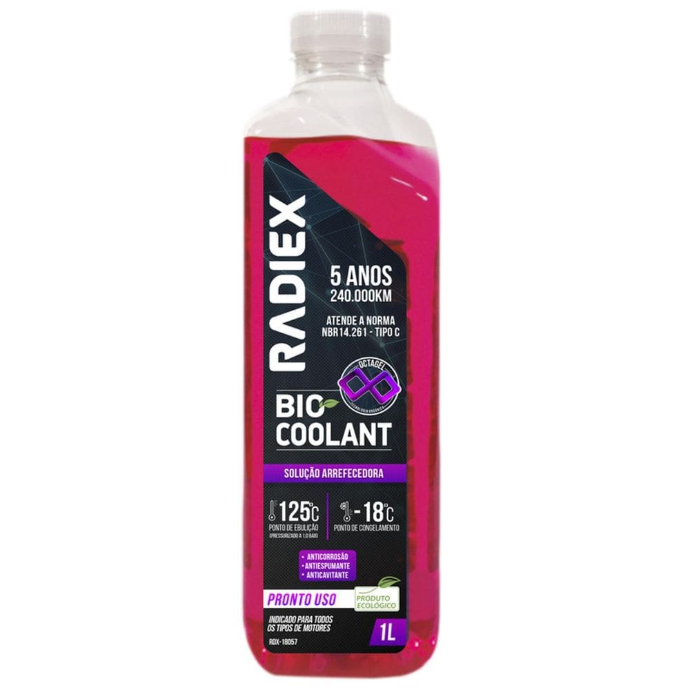 Solução Arrefecedora Radiex Bio Coolant Octagel Rosa 1 Litro