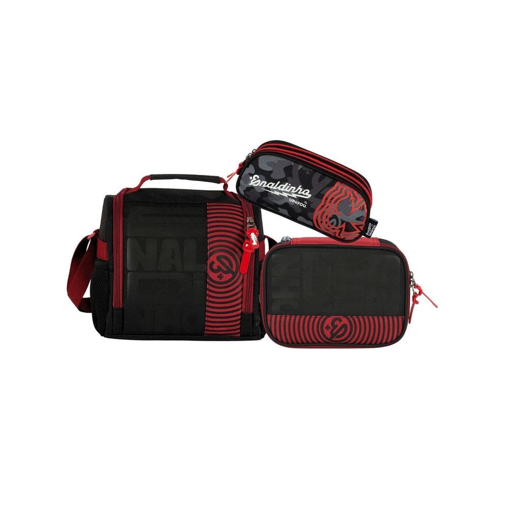 Kit Enaldinho Escolar Lancheira Térmica + Estojos Box Triplo