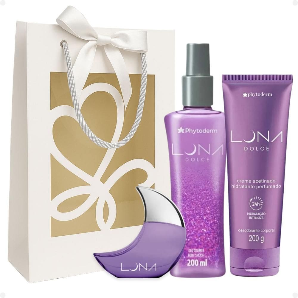 Kit Presente Phytoderm Luna Dolce: Colônia 50ml, Body Splash 200ml e Hidratante 200g