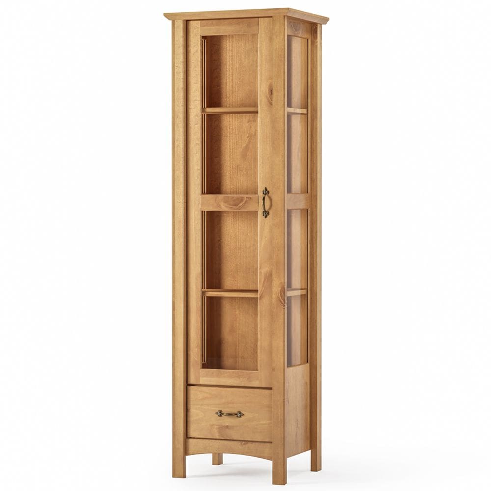 Cristaleira de Madeira Com Vidro 1 Porta 1 Gaveta Lira M06 Carvalho Fosco - Lyam Decor